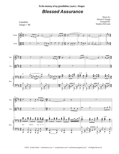 Blessed Assurance (Duet for Violin and Viola)