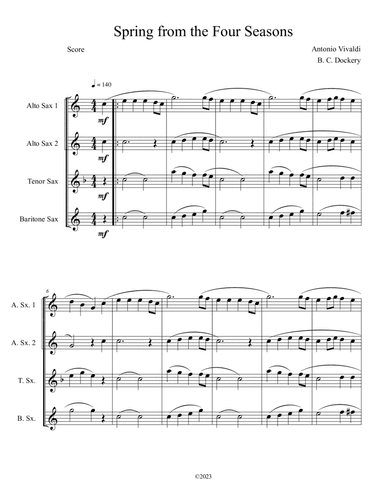 Spring from the Four Seasons (Sax Quartet)