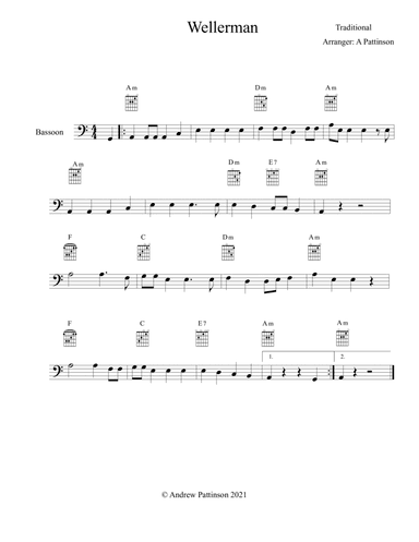 Wellerman for Easy Bassoon with Chords