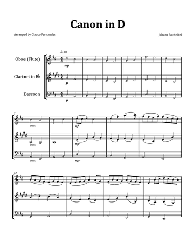 Canon by Pachelbel - Woodwind Trio