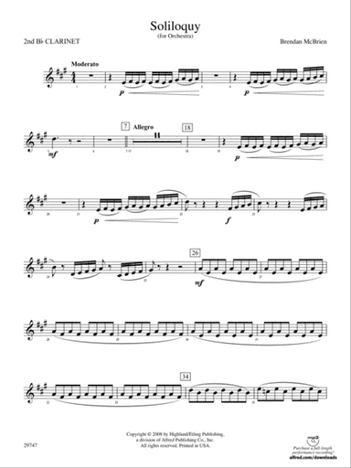 Soliloquy for Orchestra: 2nd B-flat Clarinet