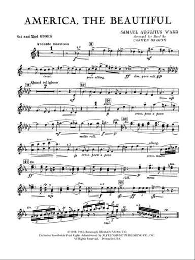 America the Beautiful: 1st & 2nd Oboe
