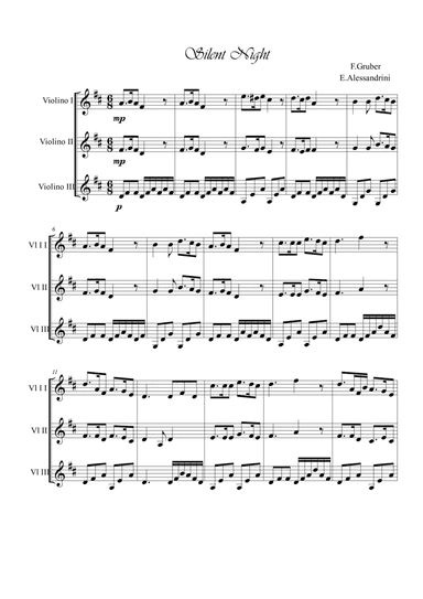 Silent Night. Violin trio