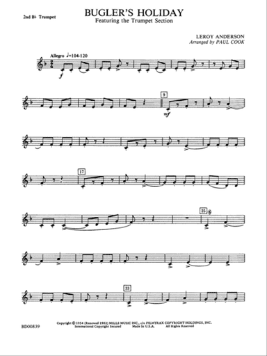 Bugler's Holiday (featuring the Trumpet Section): 2nd B-flat Trumpet