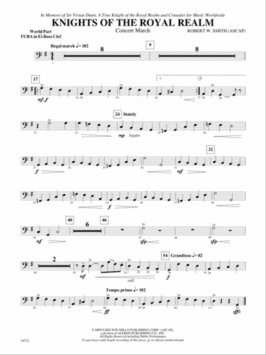 Knights of the Royal Realm (Concert March): (wp) E-flat Tuba B.C.