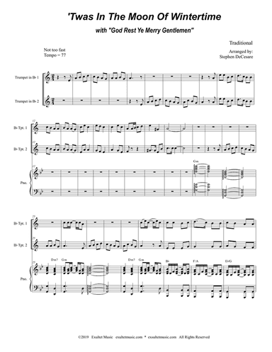 'Twas In The Moon Of Wintertime (with "God Rest Ye Merry Gentlemen") (Duet for Bb-Trumpet)