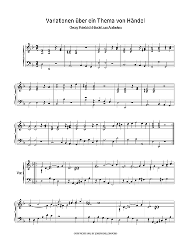 Variationen über ein Thema von Georg Friedrich Händel für das Cembalo (Variations on a Theme by G