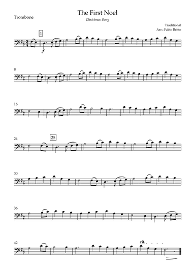 The First Noel (Christmas Song) for Trombone Solo