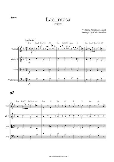 Lacrimosa (Strings Quartet) chords
