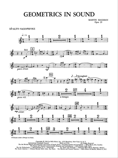 Geometrics in Sound, Op. 29: E-flat Alto Saxophone