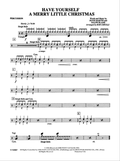 Have Yourself a Merry Little Christmas: 1st Percussion