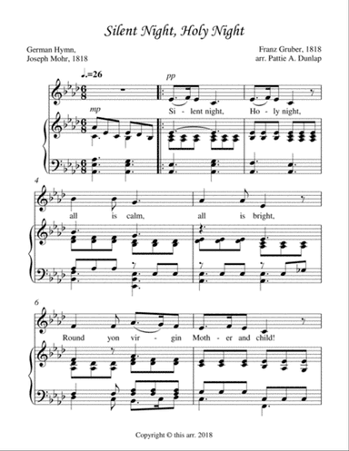 Silent Night, low voice/piano