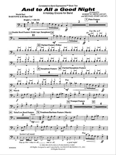And to All a Good Night (A Holiday Encore for Band): (wp) B-flat Baritone B.C.