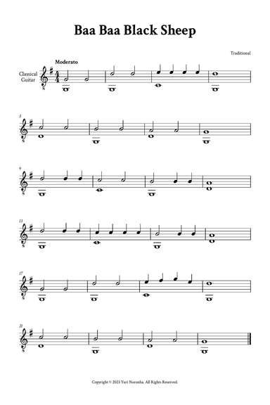 Baa Baa Black Sheep - Classical Guitar