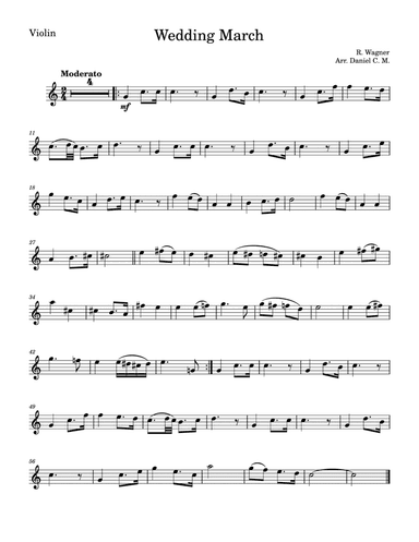 Wedding March by Wagner for violin and piano (easy)