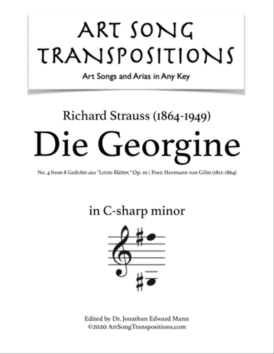 STRAUSS: Die Georgine, Op. 10 no. 4 (transposed to C-sharp minor)