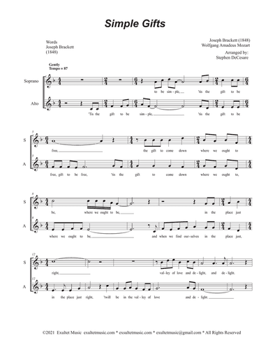 Simple Gifts (Duet for Soprano and Alto solo)