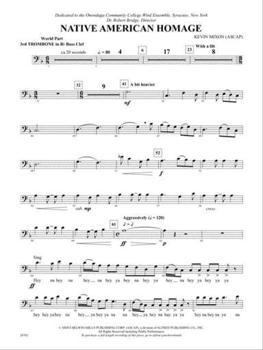 Native American Homage: (wp) 3rd B-flat Trombone B.C.