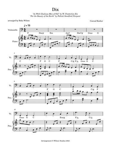 As With Gladness Men of Old--cello solo