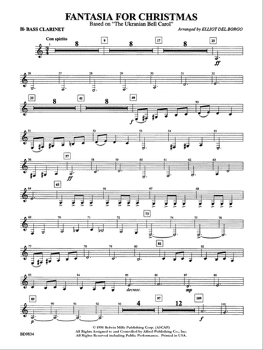 Fantasia for Christmas (based on "The Ukranian Bell Carol"): B-flat Bass Clarinet