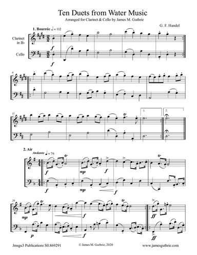 Handel: Ten Duets from Water Music for Clarinet & Cello