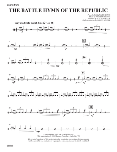 Battle Hymn of the Republic (arr. Roy Ringwald) - Snare Drum