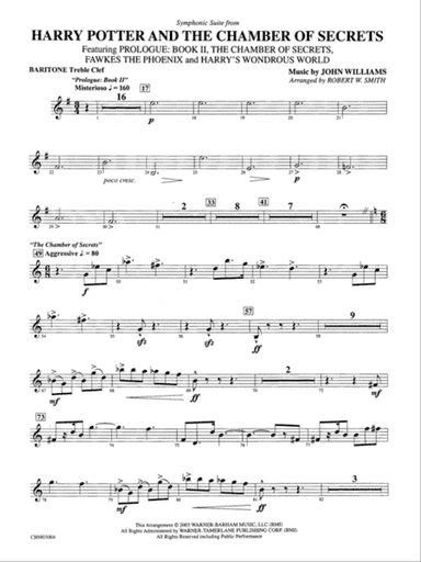 Harry Potter and the Chamber of Secrets, Symphonic Suite from: Baritone T.C.