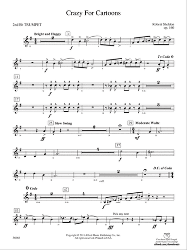 Crazy for Cartoons: 2nd B-flat Trumpet