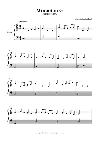 Minuet in G ( Easy Piano in C)