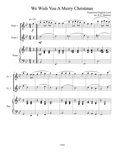 We Wish You A Merry Christmas (Flute Duet with Piano Accompaniment)