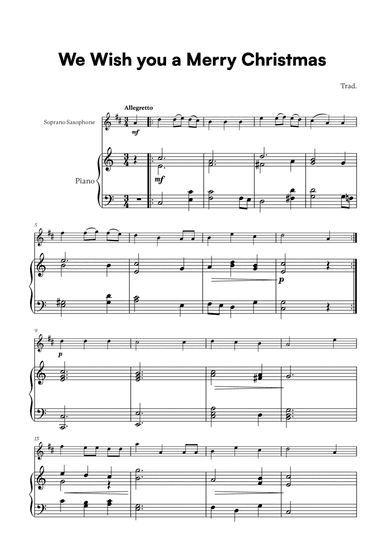 Trad. - We Wish you a Merry Christmas (for Soprano Saxophone and Piano)