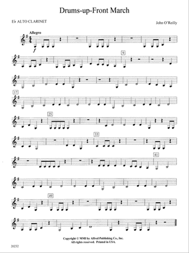 Drums-up-Front March: E-flat Alto Clarinet
