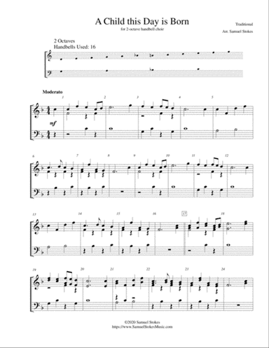 A Child This Day is Born - for 2-octave handbell choir