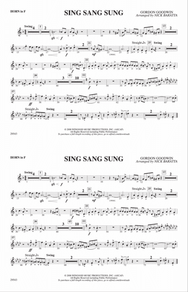 Sing Sang Sung: 1st F Horn