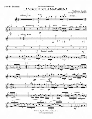 La Virgen de la Macarena (Solo Trumpet and Concert Band): Solo B-flat Trumpet