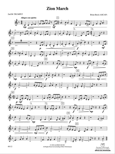 Zion March: 2nd B-flat Trumpet