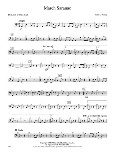 March Saranac: (wp) E-flat Tuba B.C.