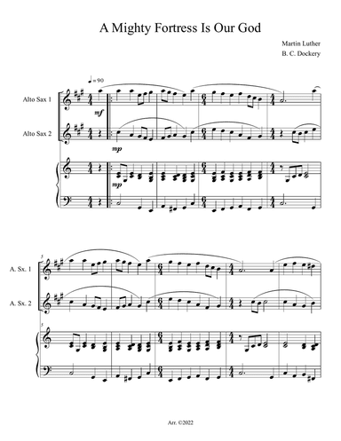 A Mighty Fortress is Our God (Alto Sax Duet with Piano Accompaniment)