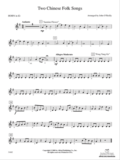 Two Chinese Folk Songs: (wp) 1st Horn in E-flat