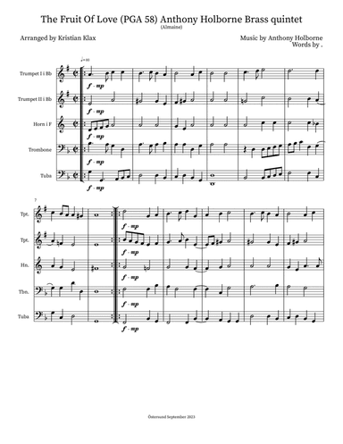 The Fruit Of Love (PGA 58) Anthony Holborne Brass quintet