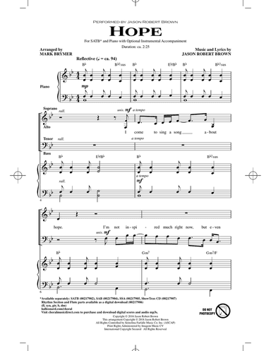 Hope (from How We React and How We Recover) (arr. Mark Brymer)