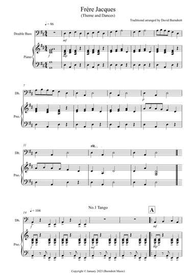 Frère Jacques Dances for Double Bass and Piano