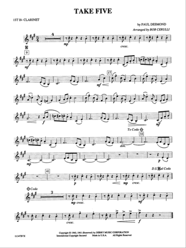 Take Five: 1st B-flat Clarinet