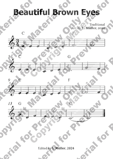 Beautiful Brown Eyes - Easy Piano