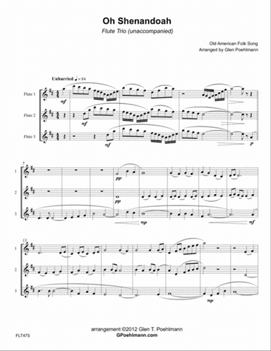 OH SHENANDOAH - FLUTE TRIO (unaccompanied)
