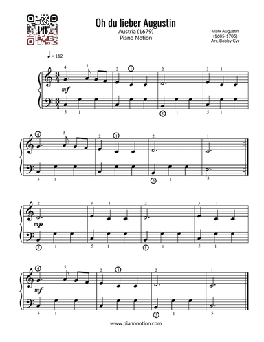 Oh du lieber Augustin (Easy Piano Solo)