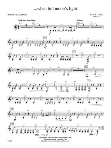 ... when full moon's light: B-flat Bass Clarinet