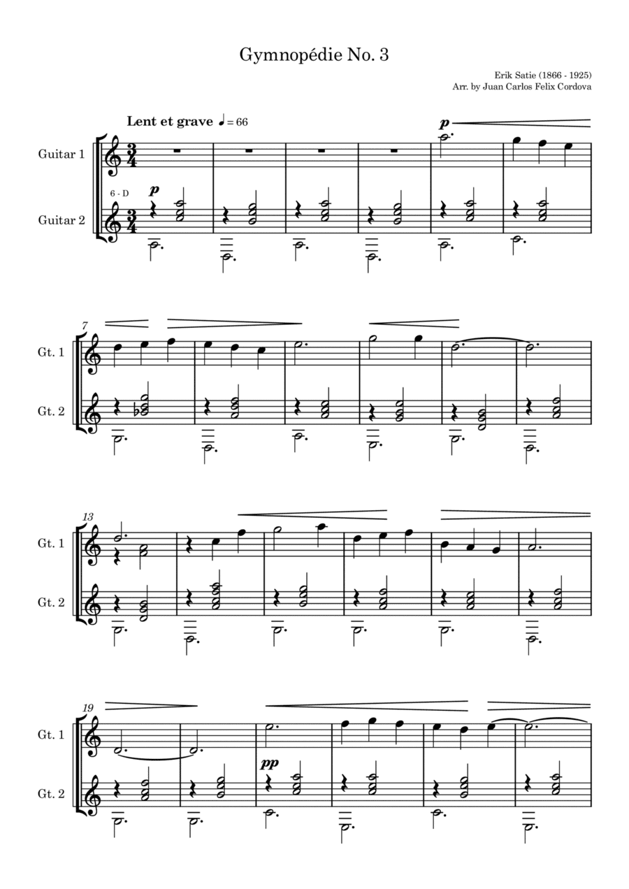 Gymnopédie No. 3 for 2 guitars