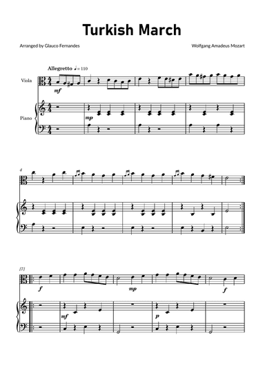 Turkish March by Mozart - Viola and Piano