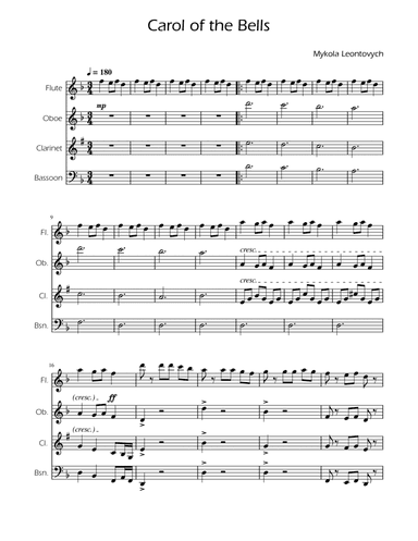 Carol of the Bells - Woodwind Quartet